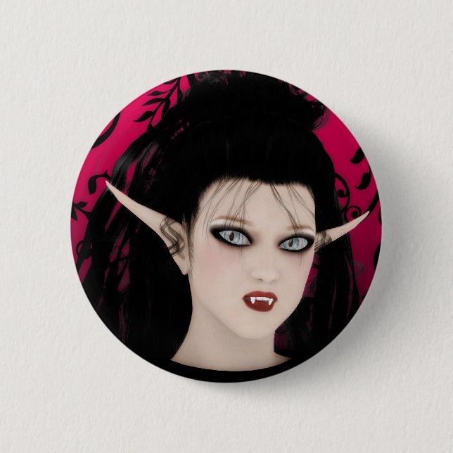 Dark Diva Gothic Art Vampire Button (Front)