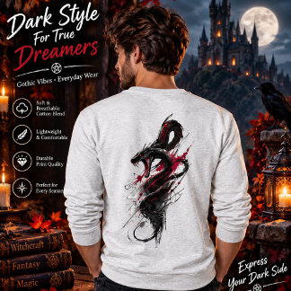 Dark Dragon Horror T-Shirt – Gothic Red & Black Dr Sweatshirt