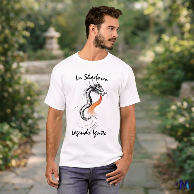 Dark Dragon Ink Art – Minimal Legendary Fantasy  T-Shirt (Creator Uploaded)