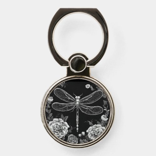 Dark Dragonfly Roses Witchy  Phone Ring Stand