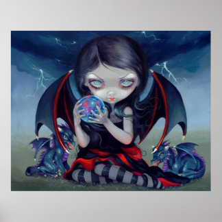Dark Dragonling ART PRINT gothic dragon fairy
