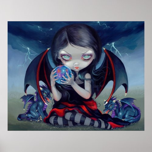 Dark Dragonling ART PRINT gothic dragon fairy