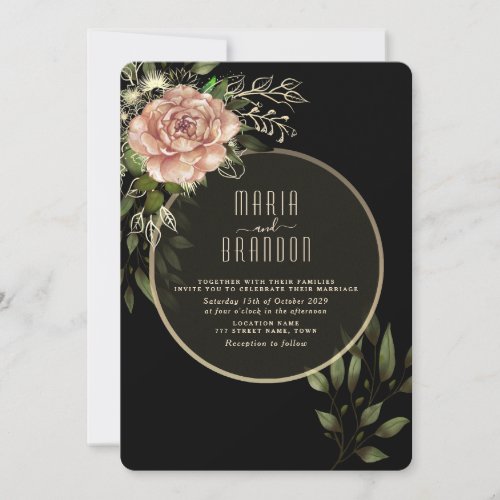 Dark Dramatic Moody Floral Wedding Invitation