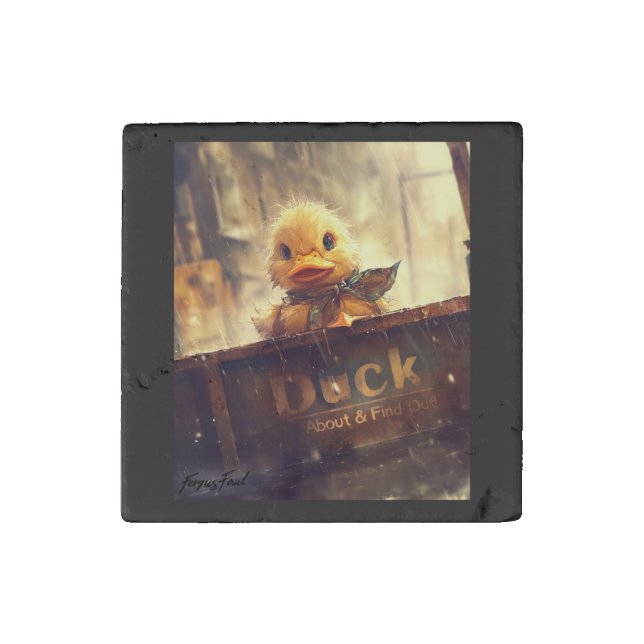 Dark Duck About & Find Out Stone Magnet (Front)