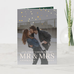 Dark Dusky Couple Photo with Stars for Christmas Holiday Card