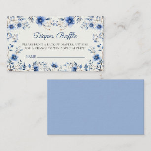 Dark & Dusty Blue Wildflowers Diaper Raffle Ticket Enclosure Card