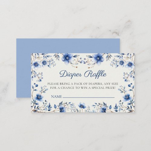 Dark  Dusty Blue Wildflowers Diaper Raffle Ticket Enclosure Card