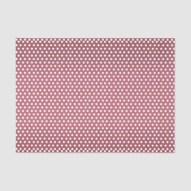 Dark Dusty Rose and White Polka Dots Tissue Paper (Front)