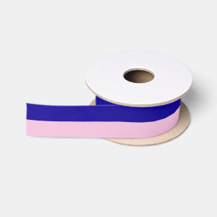 Dark Earth Blue and Cotton Candy Pink Stripes Satin Ribbon