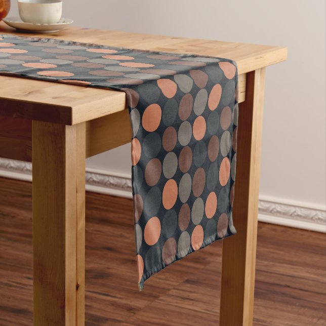Dark Earth Geometric Circle Dots Design  Short Table Runner (In Situ)