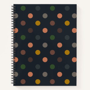 Dark Earth Tone Woodlands Polka Dots Design Notebook