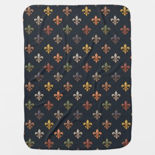 Dark Earth Woodlands Fleur-de-lis Design  Baby Blanket