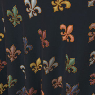Dark Earth Woodlands Fleur-de-lis Design  Fabric
