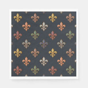 Dark Earth Woodlands Fleur-de-lis Design Napkins
