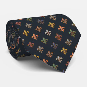 Dark Earth Woodlands Fleur-de-lis Design  Neck Tie