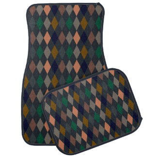 Dark Earth Woodlands Harlequin Diamonds Car Floor Mat