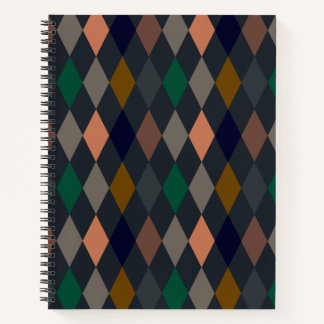 Dark Earth Woodlands Harlequin Diamonds Notebook