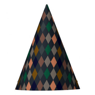 Dark Earth Woodlands Harlequin Diamonds Party Hat