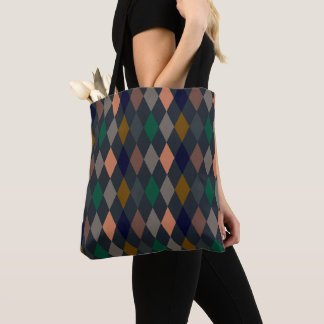 Dark Earth Woodlands Harlequin Diamonds Tote Bag