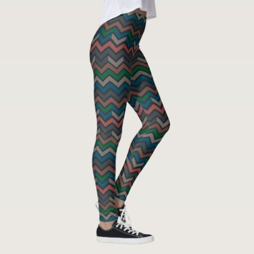 Dark Earth Woodlands Zigzag Chevron  Leggings