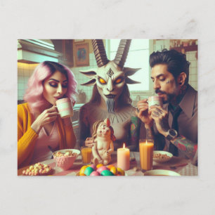 Dark Easter Vintage Candy Breakfast Horror Postcard