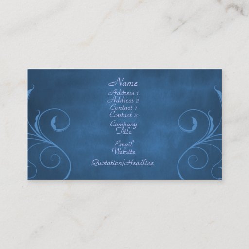Customizable Dark Elegance Business Card, Royal Blue