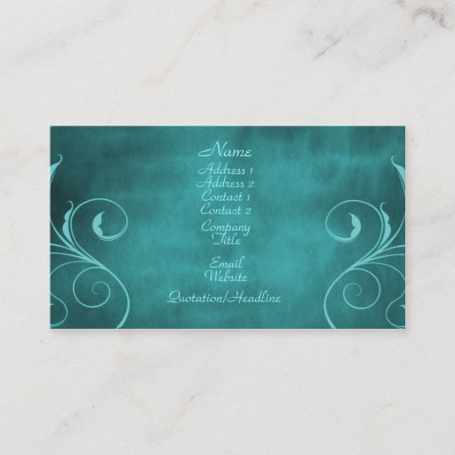 Customizable Dark Elegance Business Card, Teal