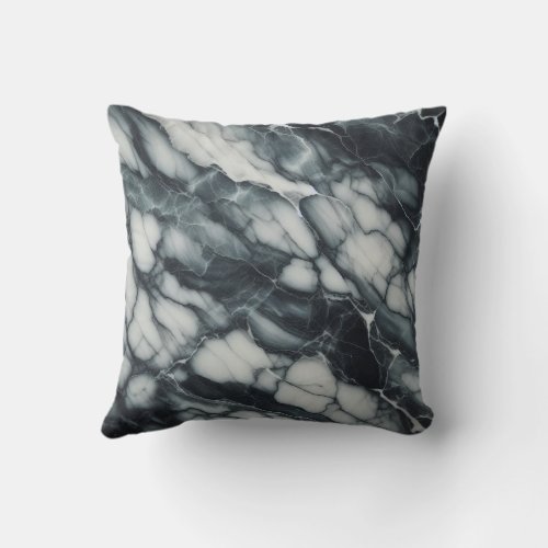 Dark Elegance Deep Veined Marble Texture Throw Pillow
