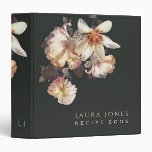Dark Elegance Floral Personalized Custom Designer 3 Ring Binder