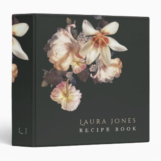 Dark Elegance Floral Personalized Custom Designer 3 Ring Binder