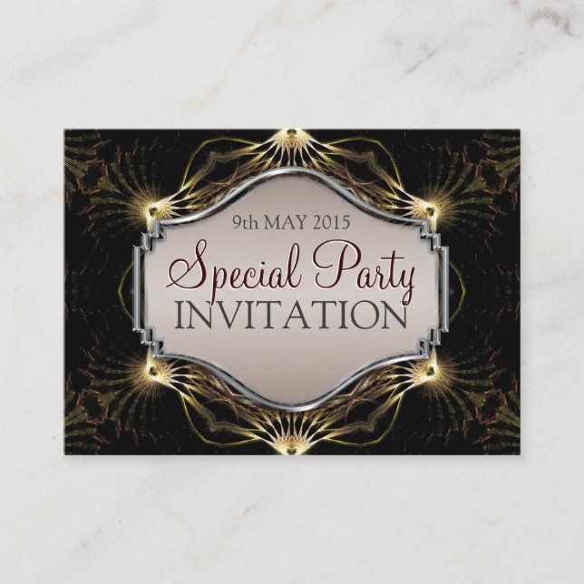 Dark Elegance Fractal Art Mini Invitations (Front)
