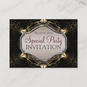 Dark Elegance Fractal Art Mini Invitations
