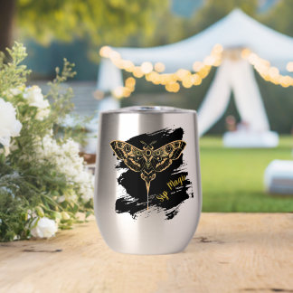Dark Elegance-Noir & Gold Thermal Wine Tumbler