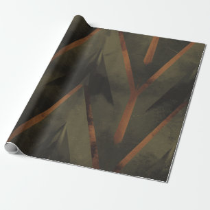 Dark Elegance Orange And Green Pattern Wrapping Paper