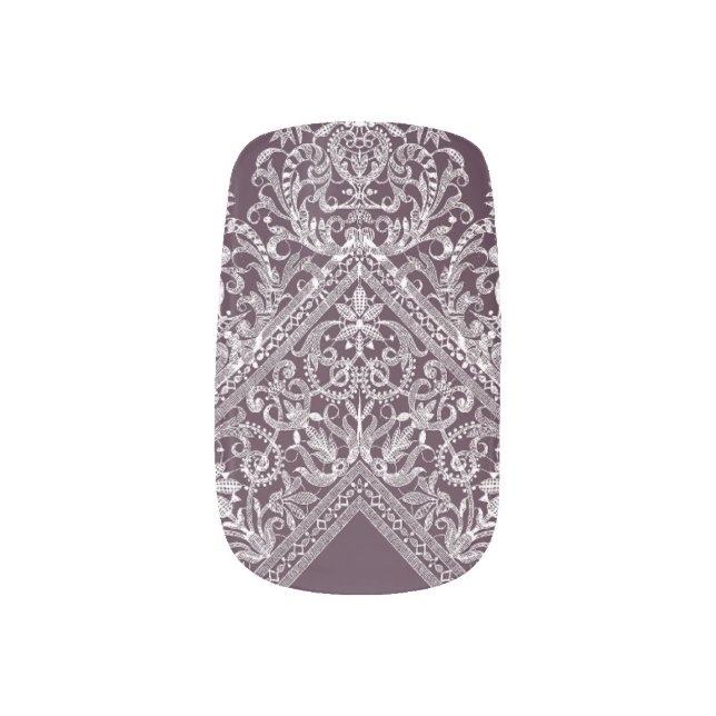 Dark Elegant Antique Italian Lace Minx Nail Art (Left Thumb)