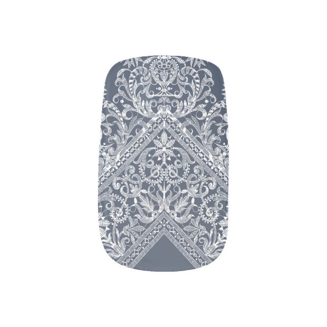 Dark Elegant Antique Italian Lace Minx Nail Art (Left Thumb)