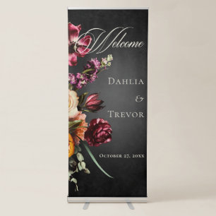 Dark Elegant Autumn Floral Blur Wedding Retractable Banner