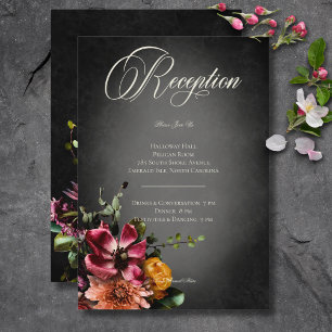 Dark Elegant Blur Autumn Floral Wedding Reception Enclosure Card