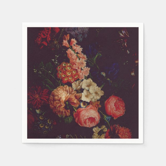 Dark Elegant Burgundy Moody Floral Napkins (Front)