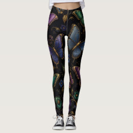 Dark Elegant Butterfly Pattern Leggings