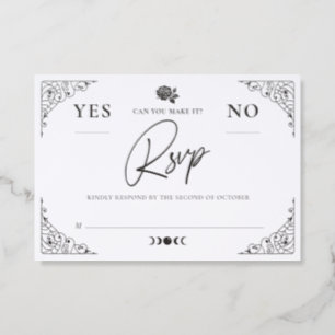 Dark Elegant Gothic Halloween Wedding Spirit Board Letterpress RSVP Cards