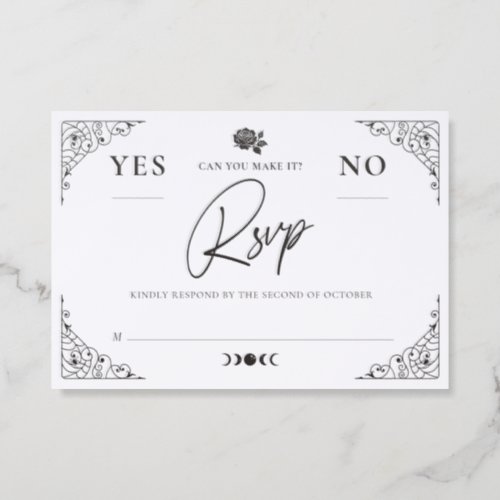 Dark Elegant Gothic Halloween Wedding Spirit Board Letterpress RSVP Cards
