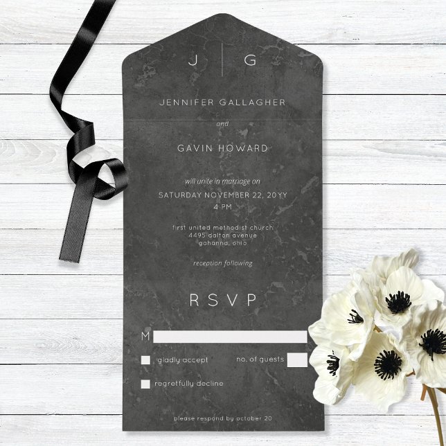 Dark Elegant Minimal Modern No Dinner All In One Invitation (Creator Uploaded)