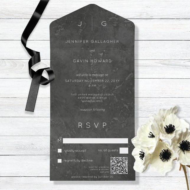 Dark Elegant Minimal Modern QR Code All In One Invitation (Creator Uploaded)