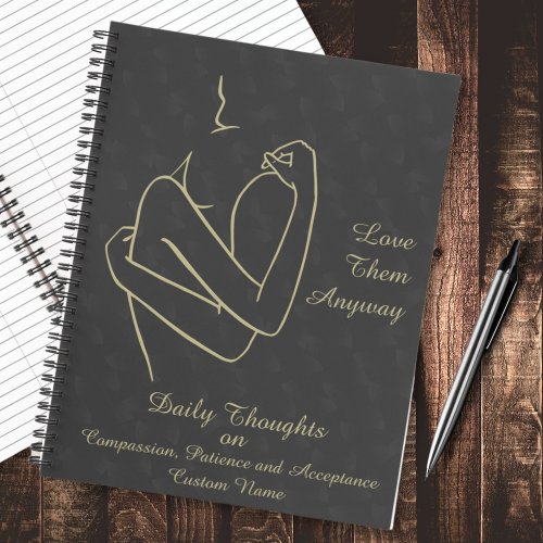 Dark Elegant Minimalist Calligraphy Love  Notebook