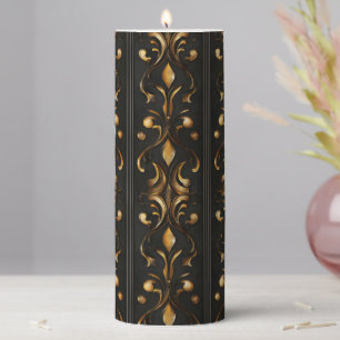 Dark Elegant Pattern Pillar Candle