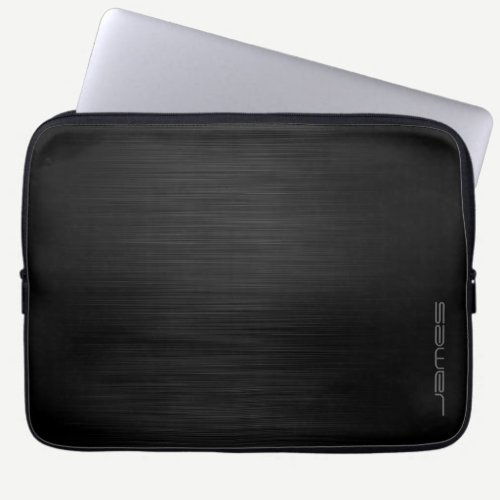 dark elegant perforated metal personalized by name laptop sleeve