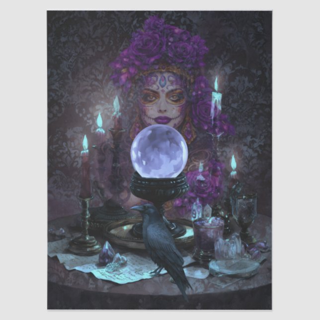 Dark Elegant Romantic Gothic Tarot Reader Tissue Paper (Front)