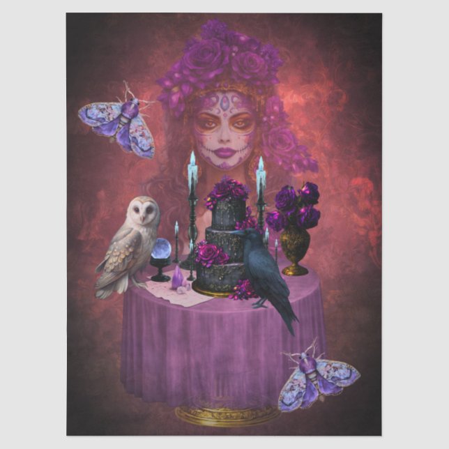 Dark Elegant Romantic Gothic Tarot Readers Table   Tissue Paper (Front)