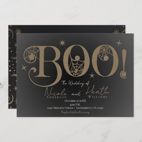 Dark Elegant Rustic BOO Magical Halloween Wedding  Invitation